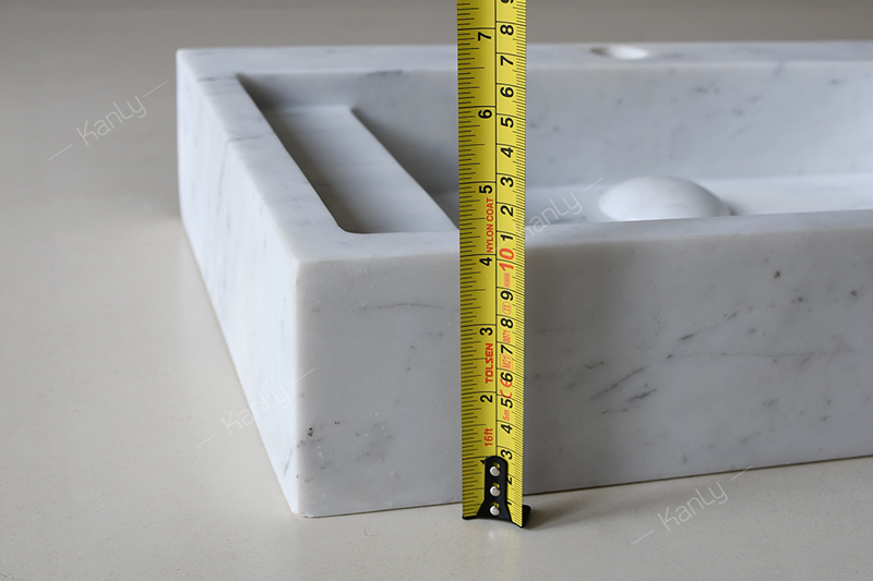 Lavabo đá marble trắng chữ nhật MAR23V cao 100mm